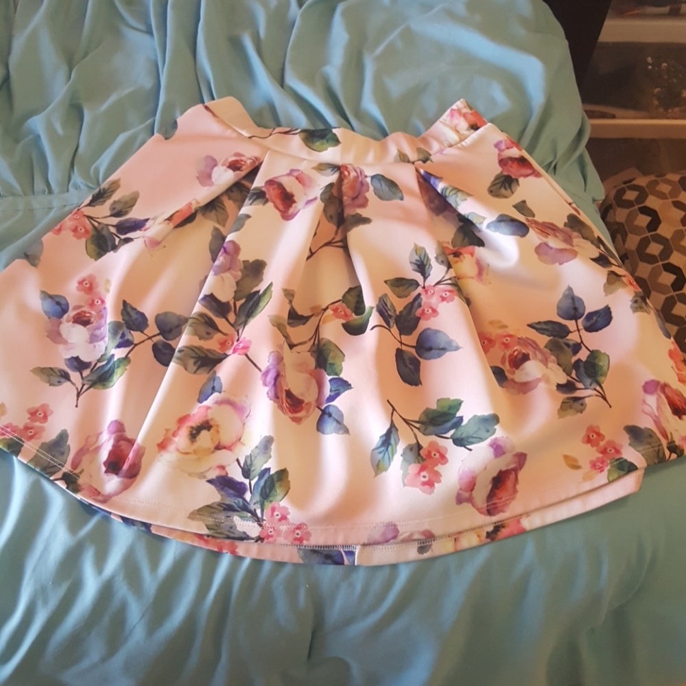 Pink, flower patterned skirt